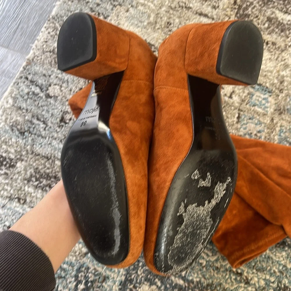 Maje Suede Over the Knee Sock Boot